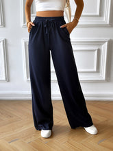 Fashion women's new loose casual solid color wide leg trousers