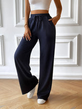 Fashion women's new loose casual solid color wide leg trousers