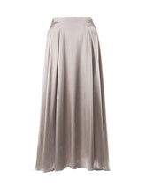 Elegant high-waisted satin satin long skirt