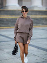 New autumn and winter solid color long-sleeved shorts and sweatshirt set