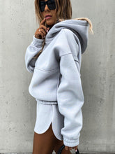 New autumn and winter solid color long-sleeved shorts and sweatshirt set