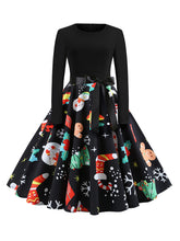 Christmas Reindeer Print Party Swing Dress