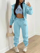 **Women's Fashion Casual Slogan Tracksuit Set**