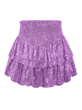 Women's Sequin Double Layer Pleated Skirt