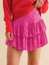 Women's Sequin Double Layer Pleated Skirt