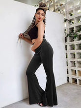 Women's pants velvet flared pants elastic elastic high waist flared pants casual trousers