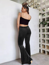 Women's pants velvet flared pants elastic elastic high waist flared pants casual trousers