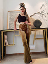 Women's pants velvet flared pants elastic elastic high waist flared pants casual trousers