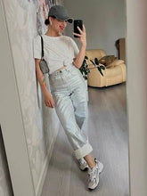 New high-waisted slimming versatile simple metallic effect wide-leg pants