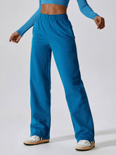 Women's waisted and velvet warm loose straight wide-leg pants outdoor casual sports pants