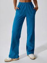 Women's waisted and velvet warm loose straight wide-leg pants outdoor casual sports pants