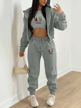 New velvet sweatshirt Christmas tree print hooded sports and leisure suit (three-piece set)