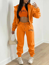 New letter printed hooded sports and leisure suit (three-piece set)