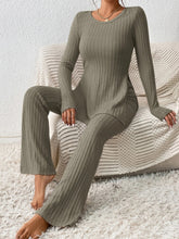 Women's casual slim side slit knitted two-piece set