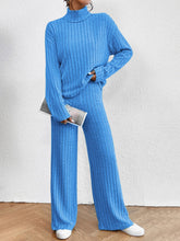 Casual high collar knitted long sleeve women's knitted two-piece set