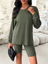 New style women's casual long-sleeved top and three-quarter pants suit