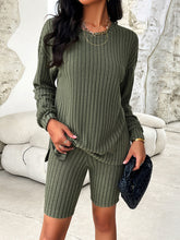 New style women's casual long-sleeved top and three-quarter pants suit