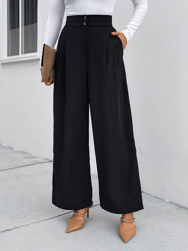 High-Waisted Self Design Wide Leg Pants