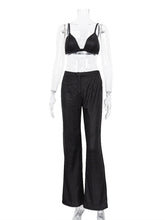 New camisole, slim straight high-waisted pants, sexy sequined jacket suit set (three-piece set)