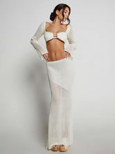 Women's Knitted Long Sleeve Maxi Skirt Set