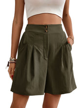 Women's high-waisted loose 2-button shorts