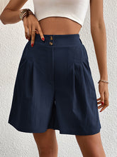 Women's high-waisted loose 2-button shorts