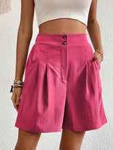 Women's high-waisted loose 2-button shorts