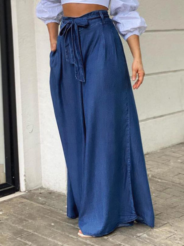 Elegant strappy high waisted skirt casual plus size denim maxi skirt