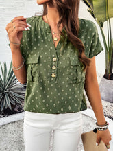 Women's new temperament casual jacquard V-neck button top