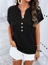 Women's new temperament casual jacquard V-neck button top