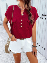 Women's new temperament casual jacquard V-neck button top