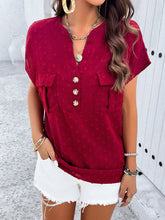 Women's new temperament casual jacquard V-neck button top