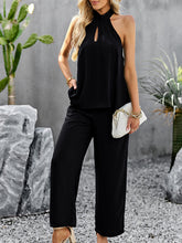 Women's new elegant and fashionable halterneck sleeveless tops and straight pants two-piece set