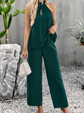 Women's new elegant and fashionable halterneck sleeveless tops and straight pants two-piece set