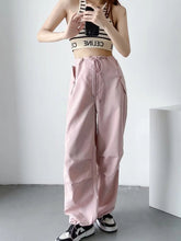 Large pockets, sporty, fashionable, loose wide-leg pants overalls