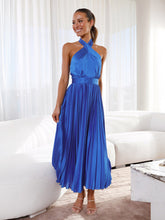 Women's halter neck pleated elegant dress