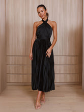 Women's halter neck pleated elegant dress