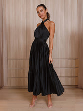 Women's halter neck pleated elegant dress