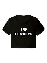 Women's New Casual I Love Cowboys Versatile Letter Printed Short Top