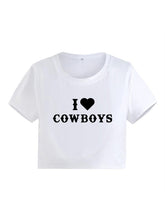 Women's New Casual I Love Cowboys Versatile Letter Printed Short Top