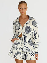 Women's New Casual Premium Fruit Print Shorts Cardigan Set