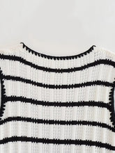 Women's new retro casual V-neck strappy striped top + striped pants knitted suit