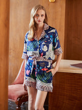 Women's printed short-sleeved shirt and shorts 2-piece suit