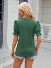 Women's V-neck drawstring pleated solid color short-sleeved loose T-shirt