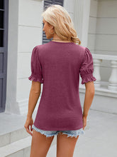 Women's V-neck drawstring pleated solid color short-sleeved loose T-shirt