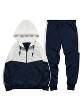 Men's casual fashion hooded zipper sweatshirt and pants two-piece set