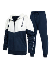 Men's casual fashion hooded zipper sweatshirt and pants two-piece set