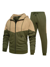 Men's casual fashion hooded zipper sweatshirt and pants two-piece set