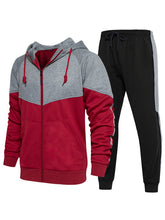 Men's casual fashion hooded zipper sweatshirt and pants two-piece set