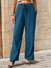 Women's New Casual Pleated Textured Elastic Straight Pants